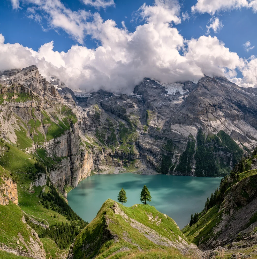 Photo art by Achim Thomae: tranquil mountain lake surrounded by alpine scenery