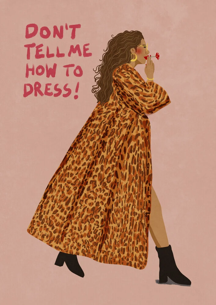 Illustration von Raissa Oltmanns: starke Frau mit einem modischen Leo-Muster
