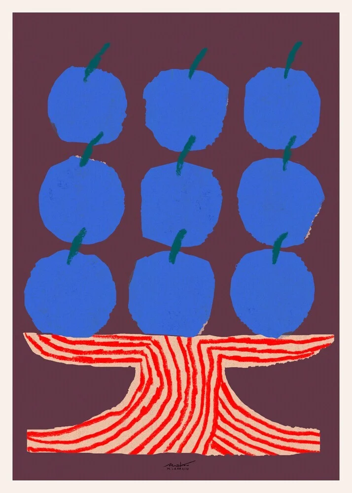 Photo art by Matías Larraín: Mediterranean vase with fresh plums in soft colors