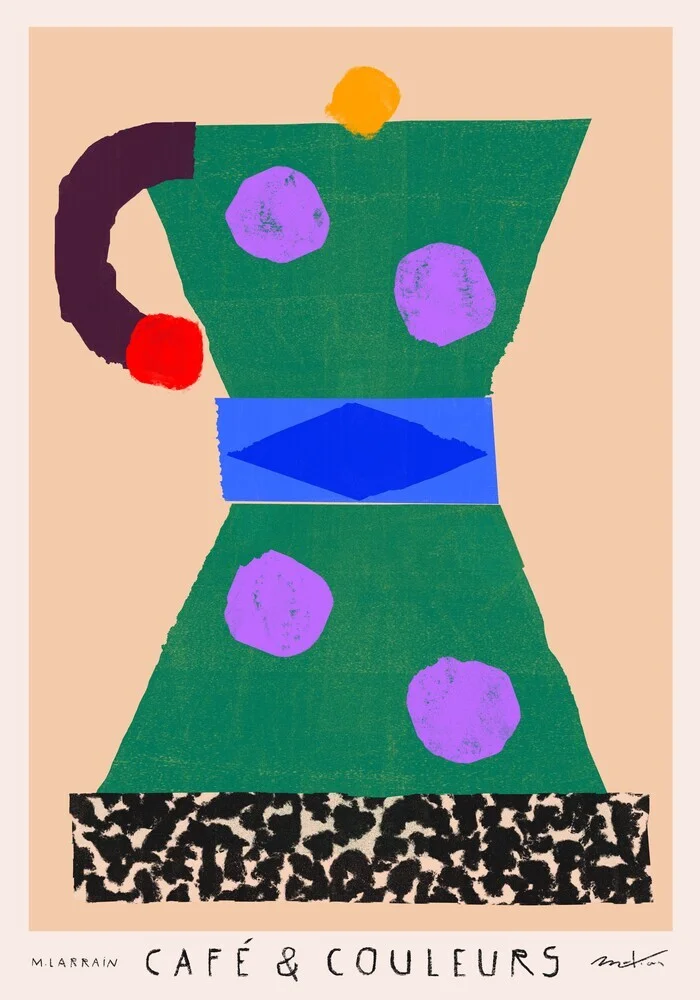 Fotokunst von Matías Larraín: mediterrane Mokkakanne in eleganten Farben