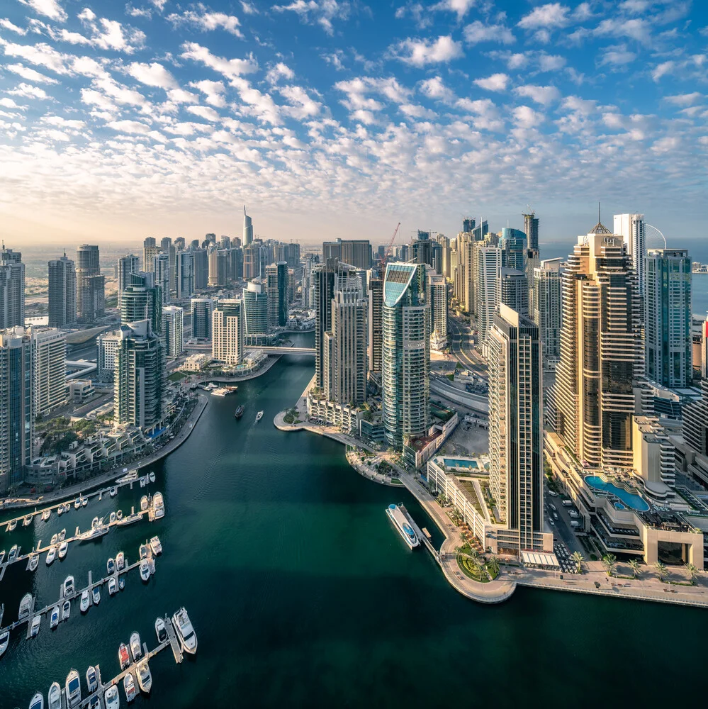 Photo art by Achim Thomae: modern cityscape of Dubai Marina featuring skyscrapers