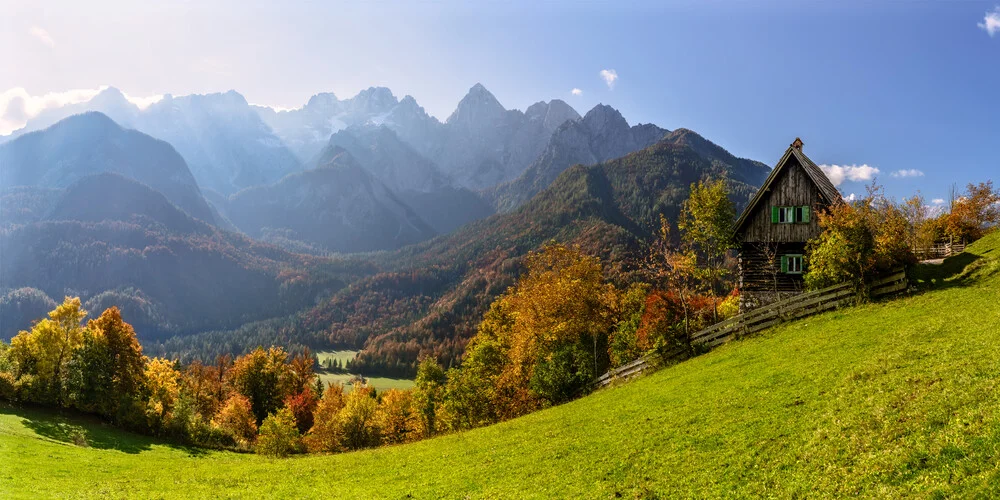Photo art by Achim Thomae: picturesque Slovenian mountain landscape in autumn
