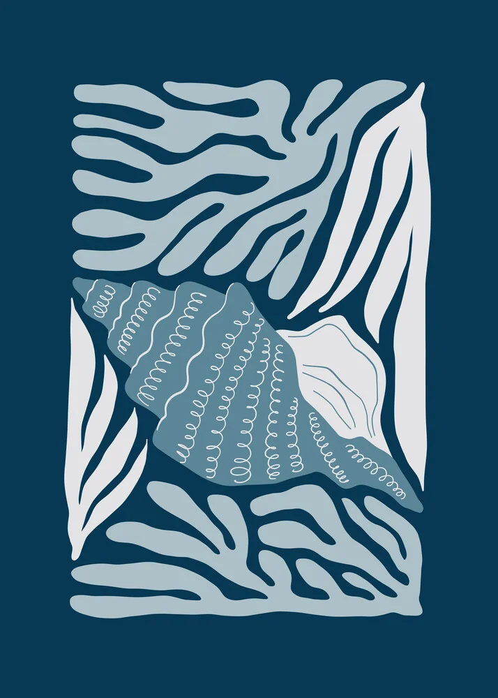 Wandbild von Gal Pittel: abstrakte Darstellung des Ozeanbodens in beruhigenden Blau- und Grüntönen