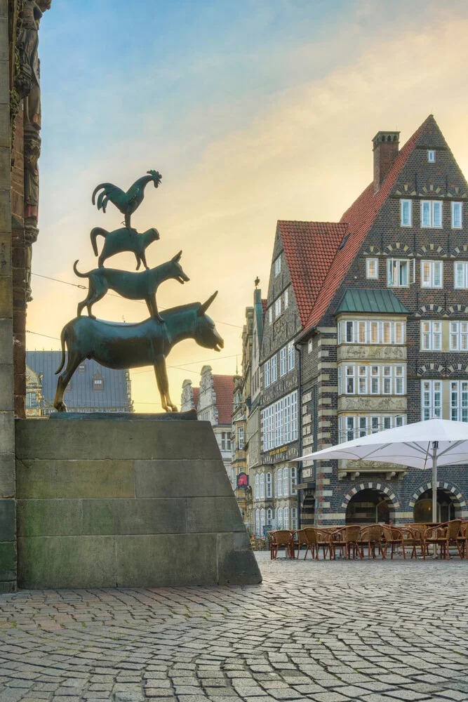 Photo art by Michael Valjak: The Bremen Town Musicians in evening light