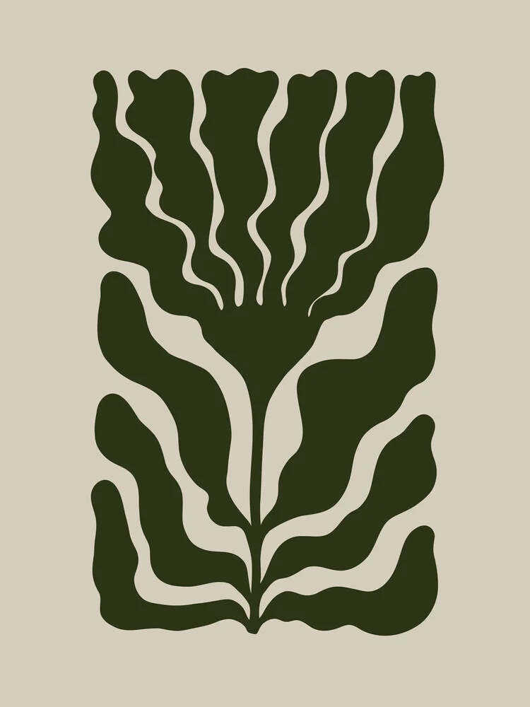 Wandbild von Gal Pittel: florale Illustration in sanften Grüntönen