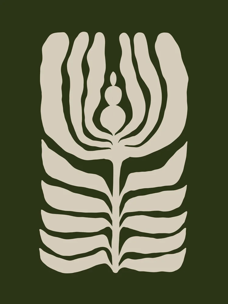 Wandbild von Gal Pittel: Abstrakte botanische Darstellung in sanften Grüntönen