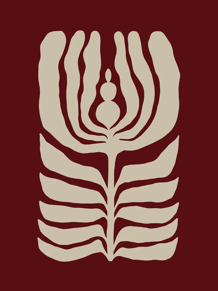 Wandbild von Gal Pittel: abstrakte florale Illustration in Rot