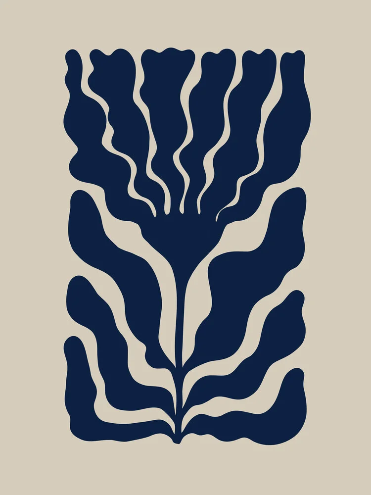 Wandbild mit blühenden Blumen in sanften Blautönen von Gal Pittel