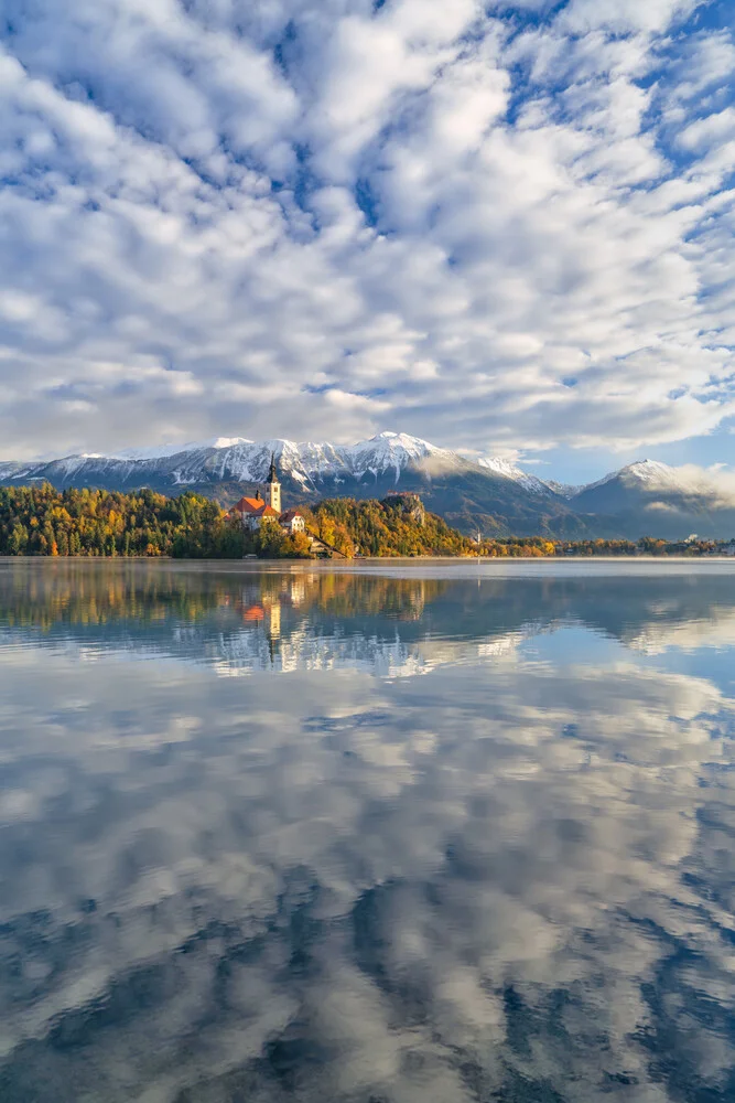 Photo art by Achim Thomae: Sunrise over Lake Bled in Slovenia