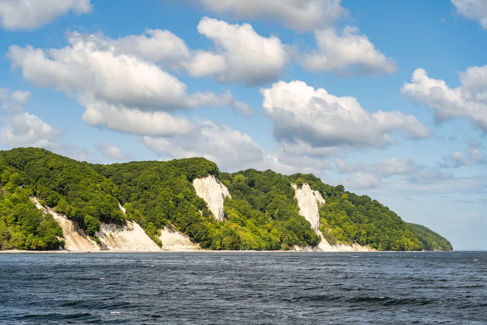 Photo art: View of the Königsstuhl and sea in Rügen under lovely clouds.