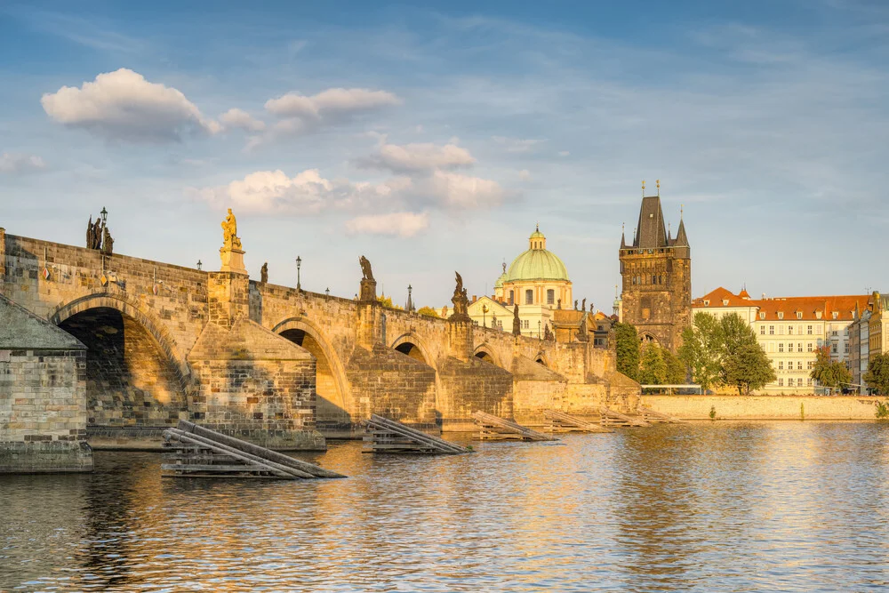 Photo art by Michael Valjak: Charles Bridge in Prague bathed in gentle evening light