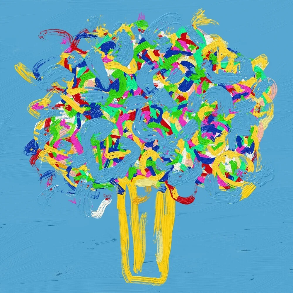 Wall art by Bellassai Cesare: floral abstract illustration in soft colors.