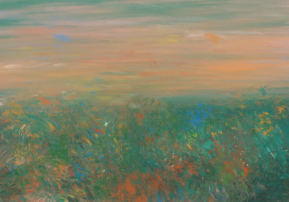 Illustration by Bellassai Cesare: abstract sunset with floral elements