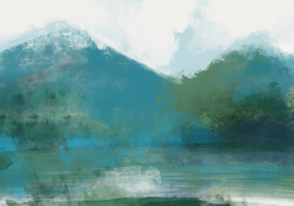 Wall art by Bellassai Cesare: abstract depiction of Ledro Lake in Italy