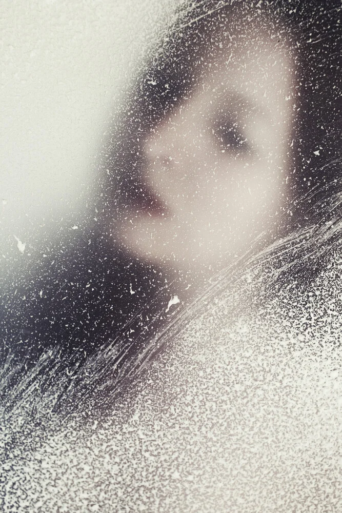 Photo art by Manuela Deigert: woman with glass in a winter dreamland