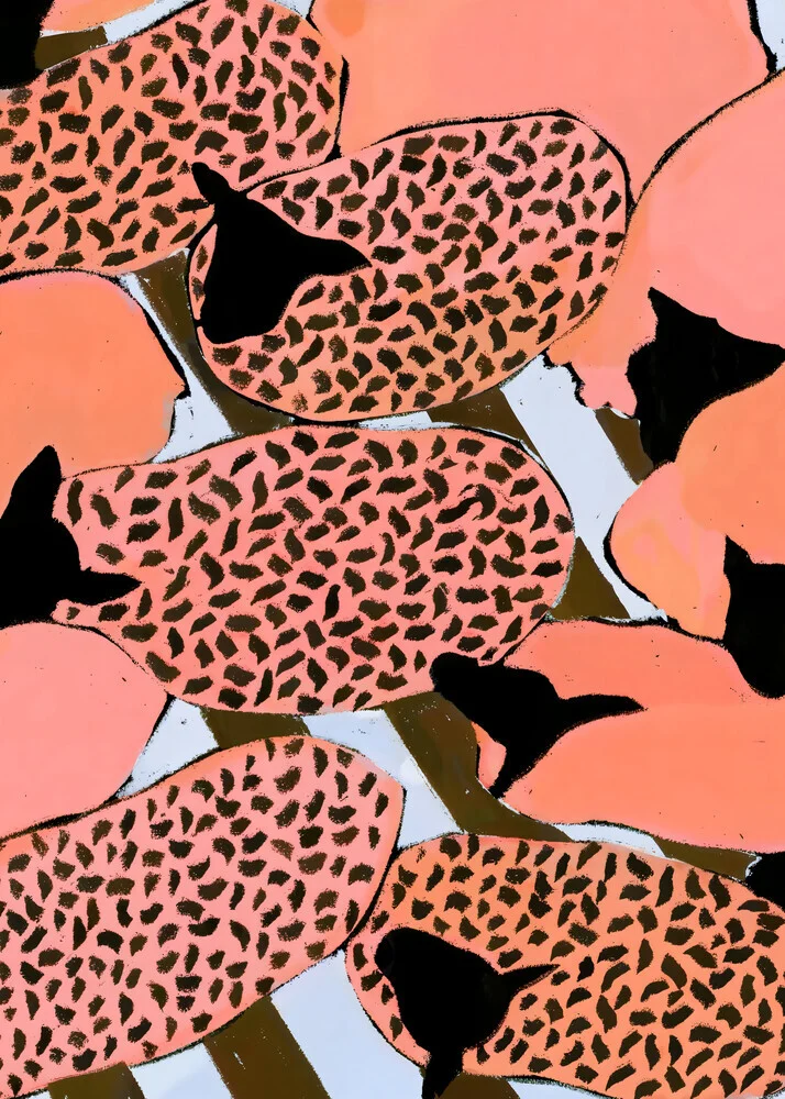 Fotokunst von Uma Gokhale: lebendige Darstellung von neugierigen Tieren auf einem Zebrastreifen.