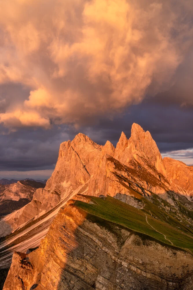 Beautiful sunset over the Dolomites with gentle clouds
