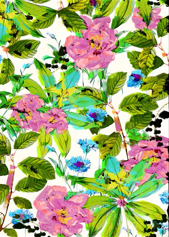 Wandbild von Uma Gokhale: sanfte Darstellung eines blühenden Gartens