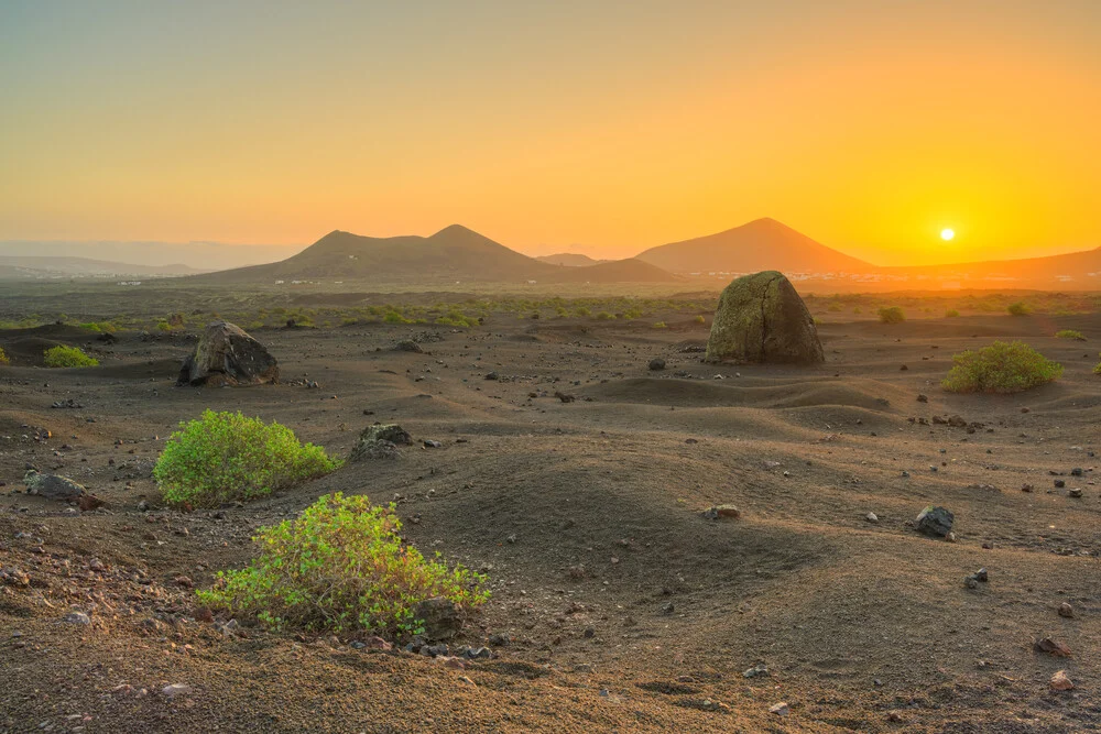 Photo art by Michael Valjak: volcanic landscape on Lanzarote in morning light