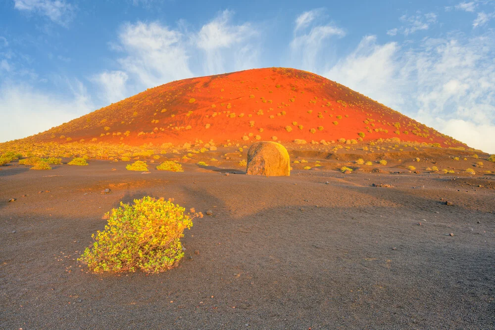 Photo art by Michael Valjak: volcanic landscape in Lanzarote with warm colors