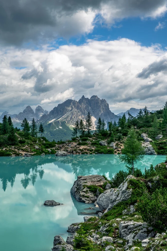 Photo art by Achim Thomae: summer landscape with mountain lake in the Dolomites