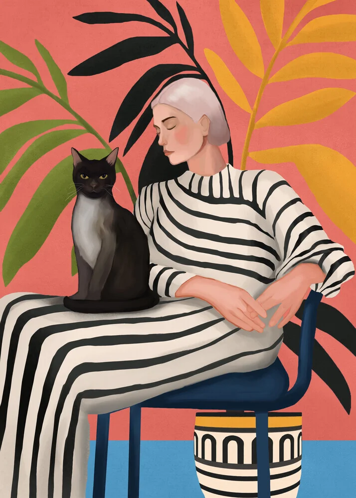 Illustration von Branka Kodžoman: eine ruhige Katze in sanften Farben und harmonischem Stil