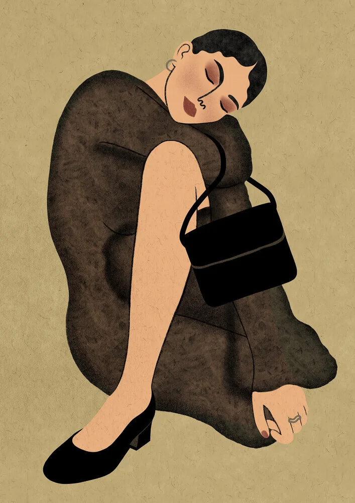 Illustration von Lemon Fee: stilvolles Porträt einer Frau in neutralen Farbtönen.