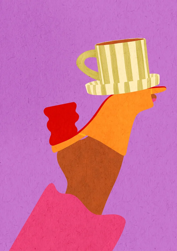 Wandbild von Lemon Fee: bunte Darstellung eines Morgens mit Tee und Kaffee.