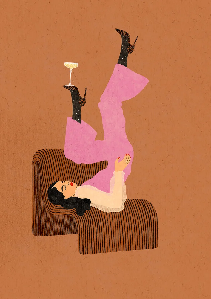 Illustration von Lemon Fee: festliche Darstellung mit einer Champagnerflasche