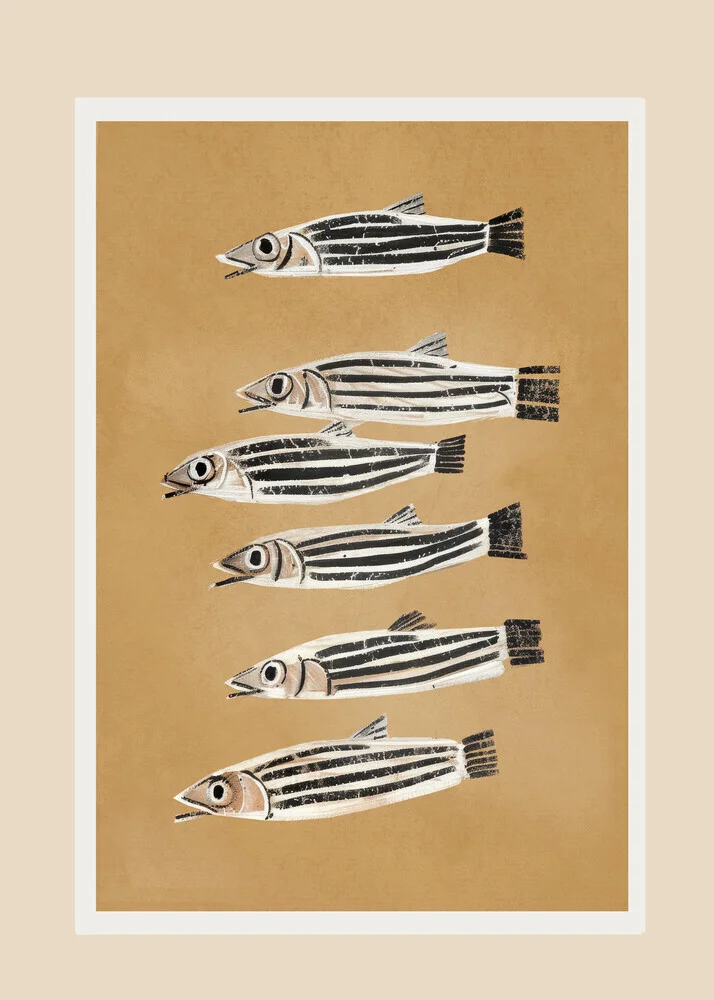 Illustration von Branka Kodžoman: minimalistische Darstellung von Fischen im Ozean