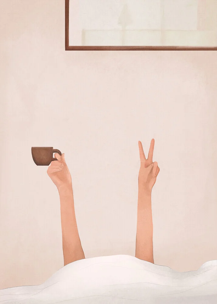 Illustration by Branka Kodžoman: calm morning with coffee in bed