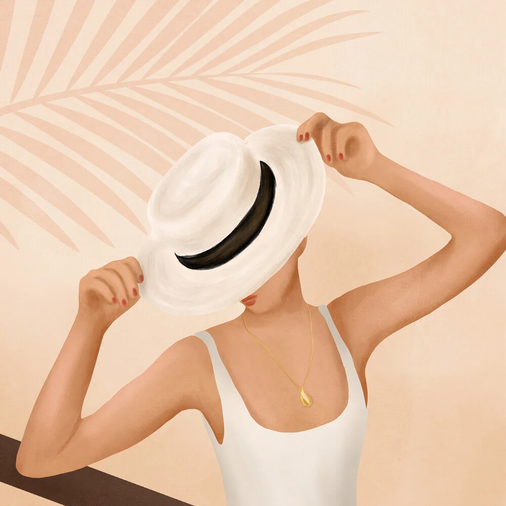 Illustration by Branka Kodžoman: Woman with a hat in a relaxed summer atmosphere.