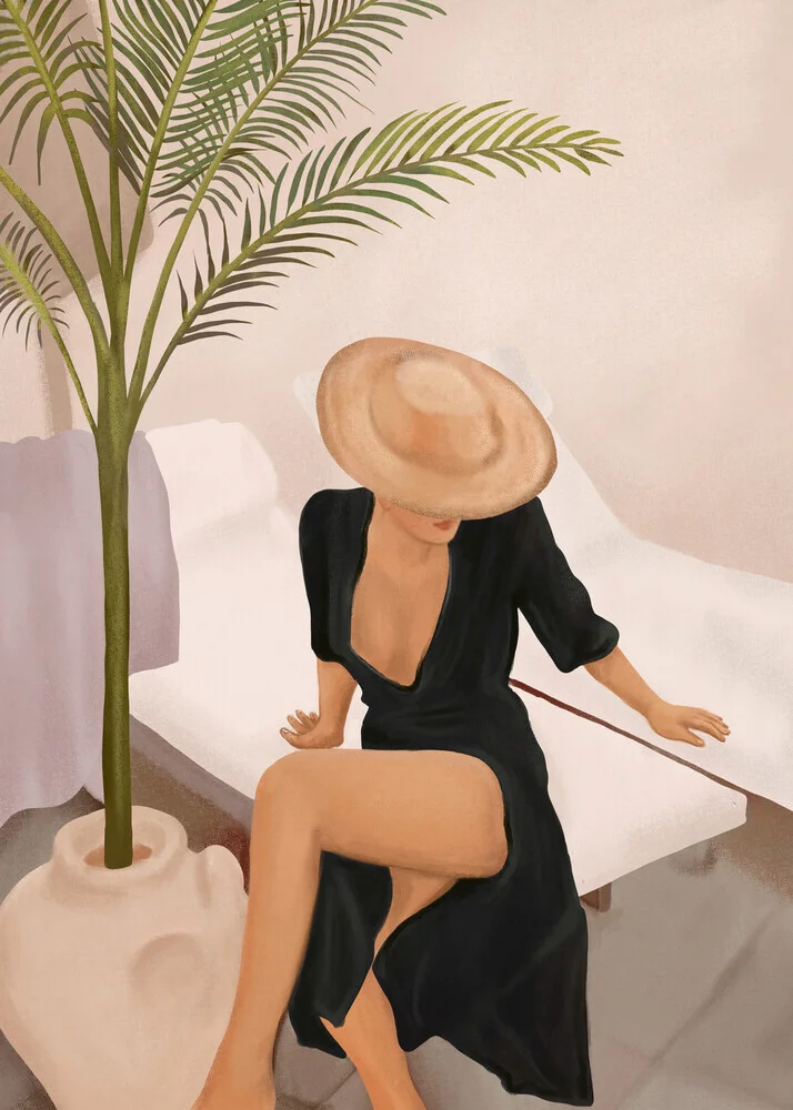 Illustration by Branka Kodžoman: a relaxed woman in summer light surrounded by plants.