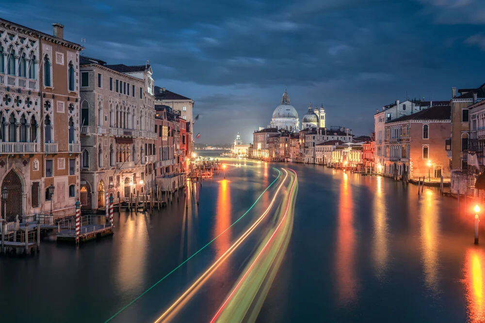 Photo art by Achim Thomae: Venice at blue hour with calm canal reflections