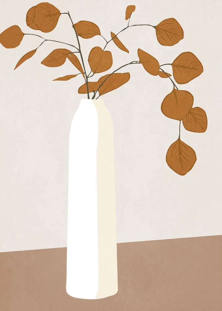 Abstrakte Illustration einer Pflanze in sanften Farben und organischen Formen.