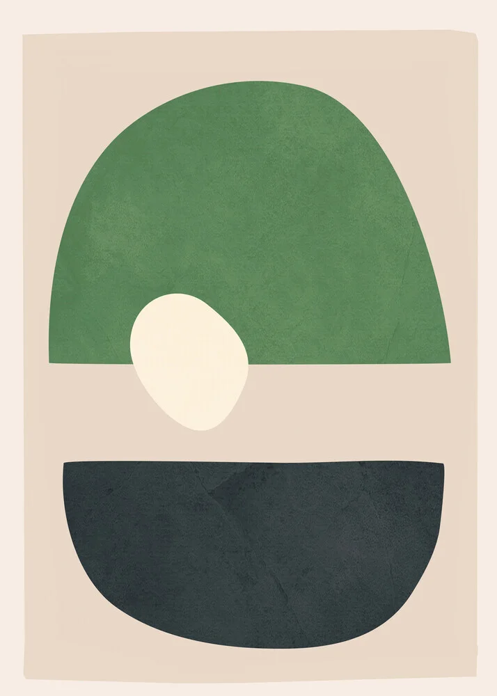 Abstrakte Darstellung in sanften Farben, ovalen Formen und organischen Texturen.