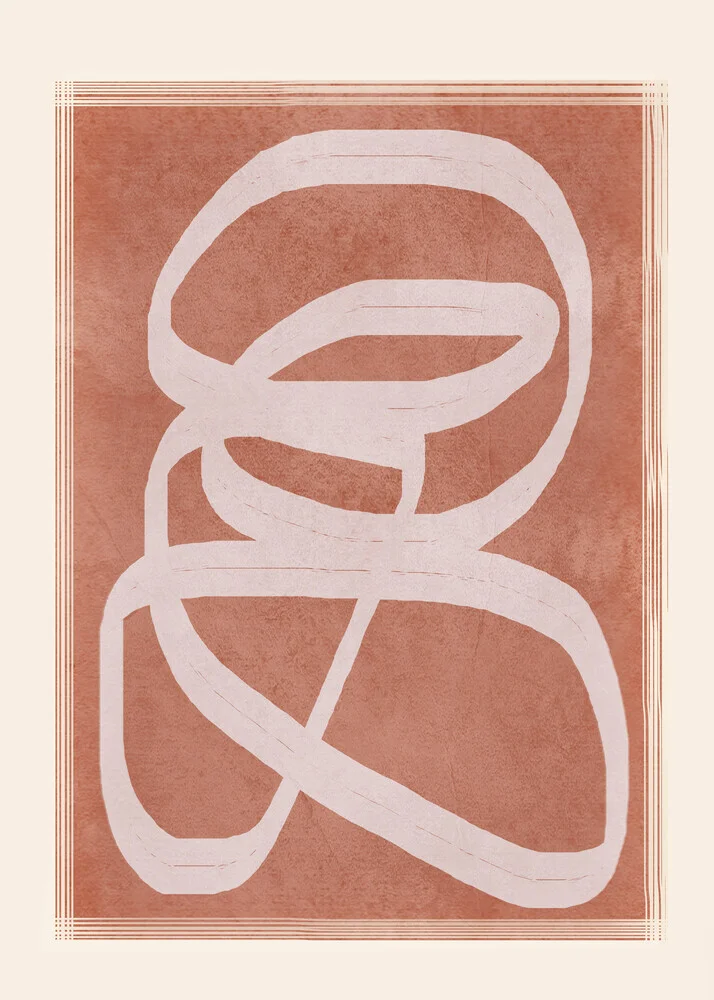 Abstrakte Illustration mit geschwungenen Linien in warmen Erdtönen.