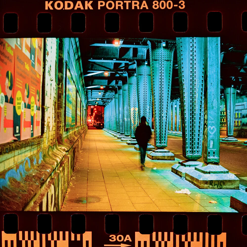 Photo art by J. Daniel Hunger: view under a bridge in Cologne, urban city life