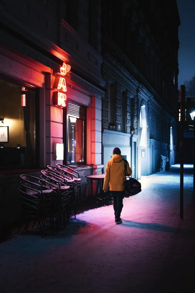 Fotokunst von Tillmann Konrad: nächtliche Straßenszene in Kreuzberg, Berlin