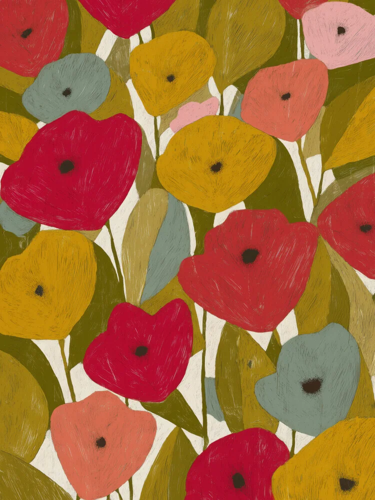 Wall art by Branka Kodžoman: botanical pattern featuring leaves in soft colors.