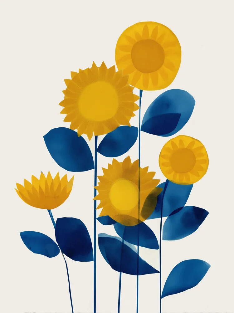 Illustration by Branka Kodžoman: cheerful sunflowers in soft colors