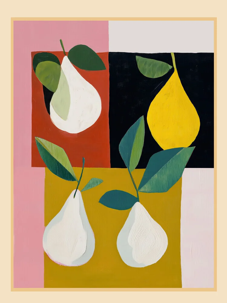Wall art featuring modern pears in a calm, harmonious arrangement