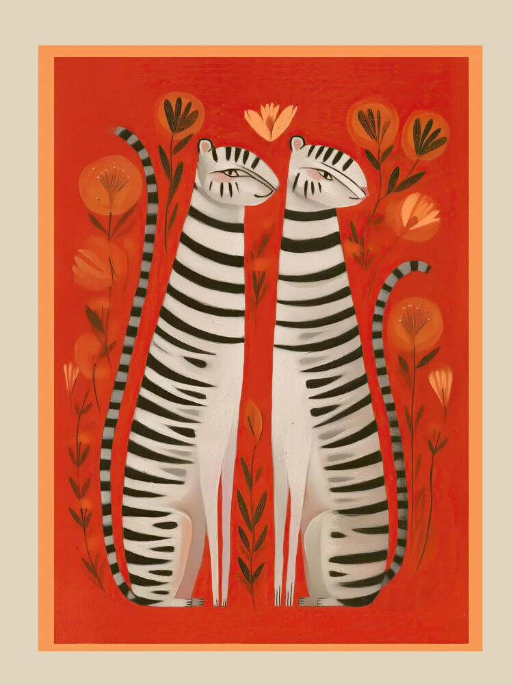 Illustration von Branka Kodžoman: verspieltes Paar gestreifter Katzen