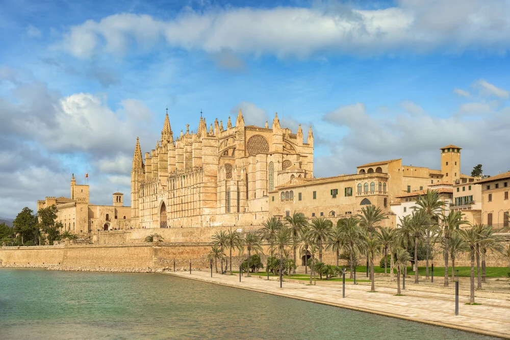 Photo art by Michael Valjak: Palma de Mallorca Cathedral by the sea.