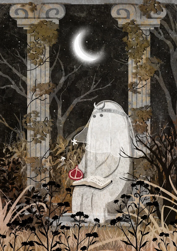 Wall art by Katherine Blower: charming illustration of a mysterious priestess