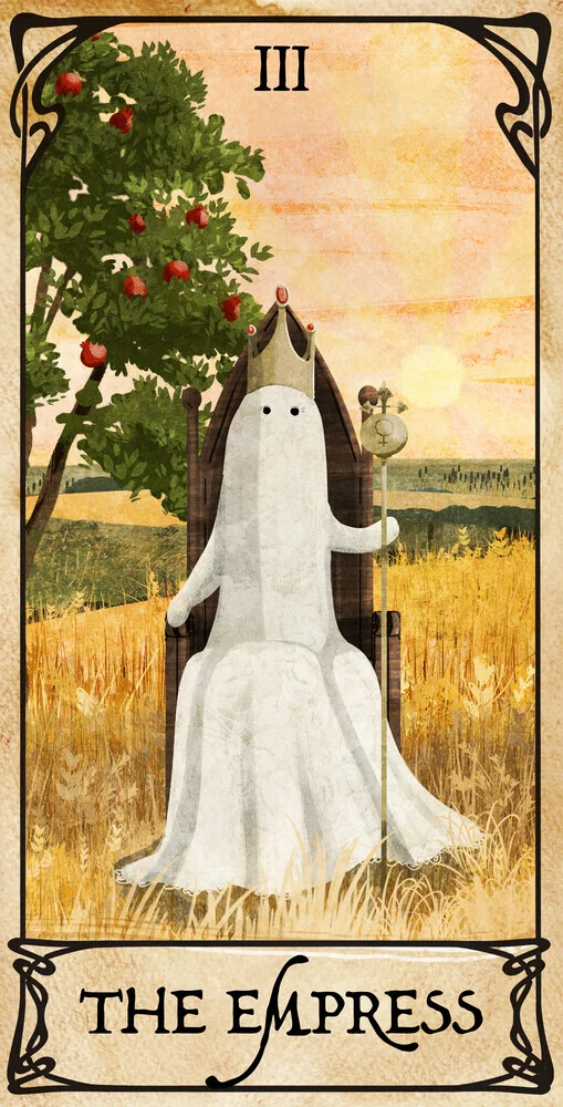 Illustration by Katherine Blower: a cute little ghost with a friendly expression