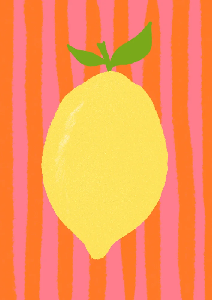 Wall art featuring a cheerful lemon in pink and yellow, spreading summer vibes.