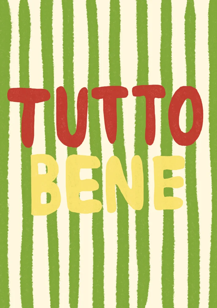 Wandbild von Jacky Eitzert: fröhliche typografische Darstellung mit grünen Streifen.