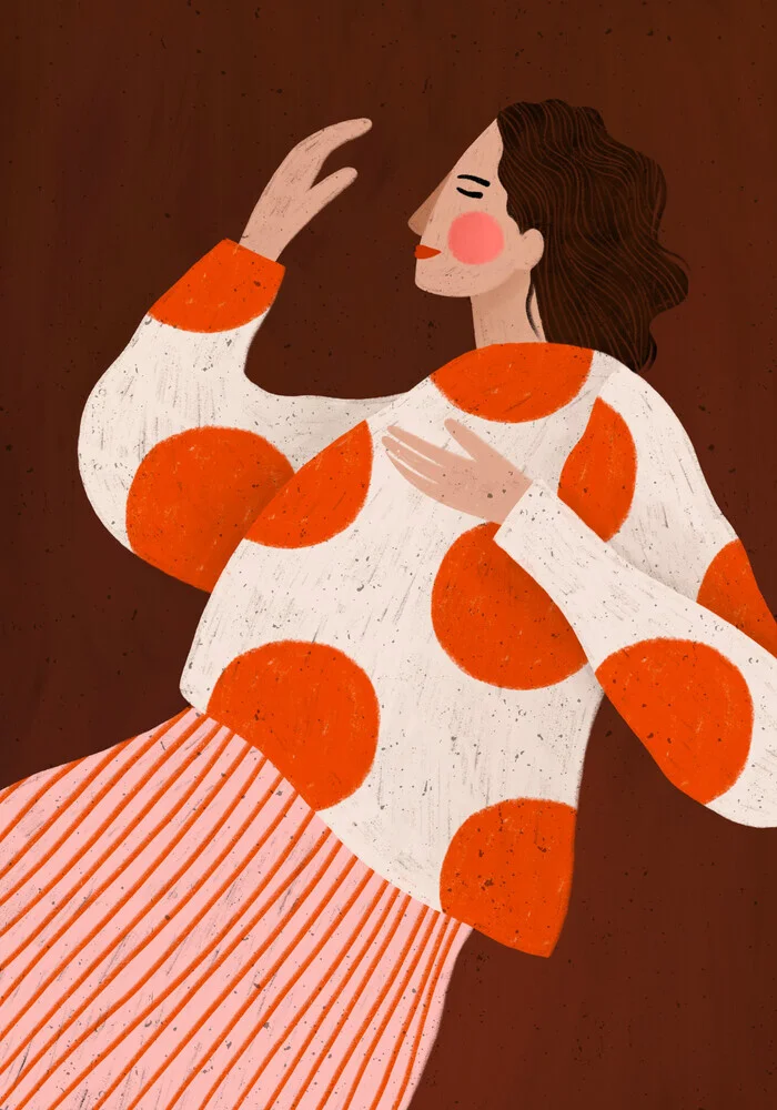Illustration by Bea Muller: woman with dots in a minimalist style