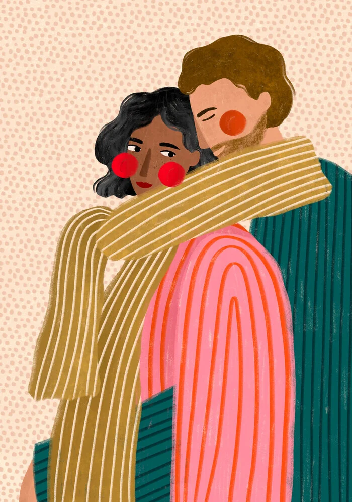 Illustration von Bea Muller: süßes Paar in sanften Linien und eleganten Streifen